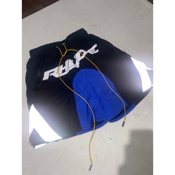 Rhude Reflective Accent Black and Blue Shorts Size Small - Picture 2 of 7